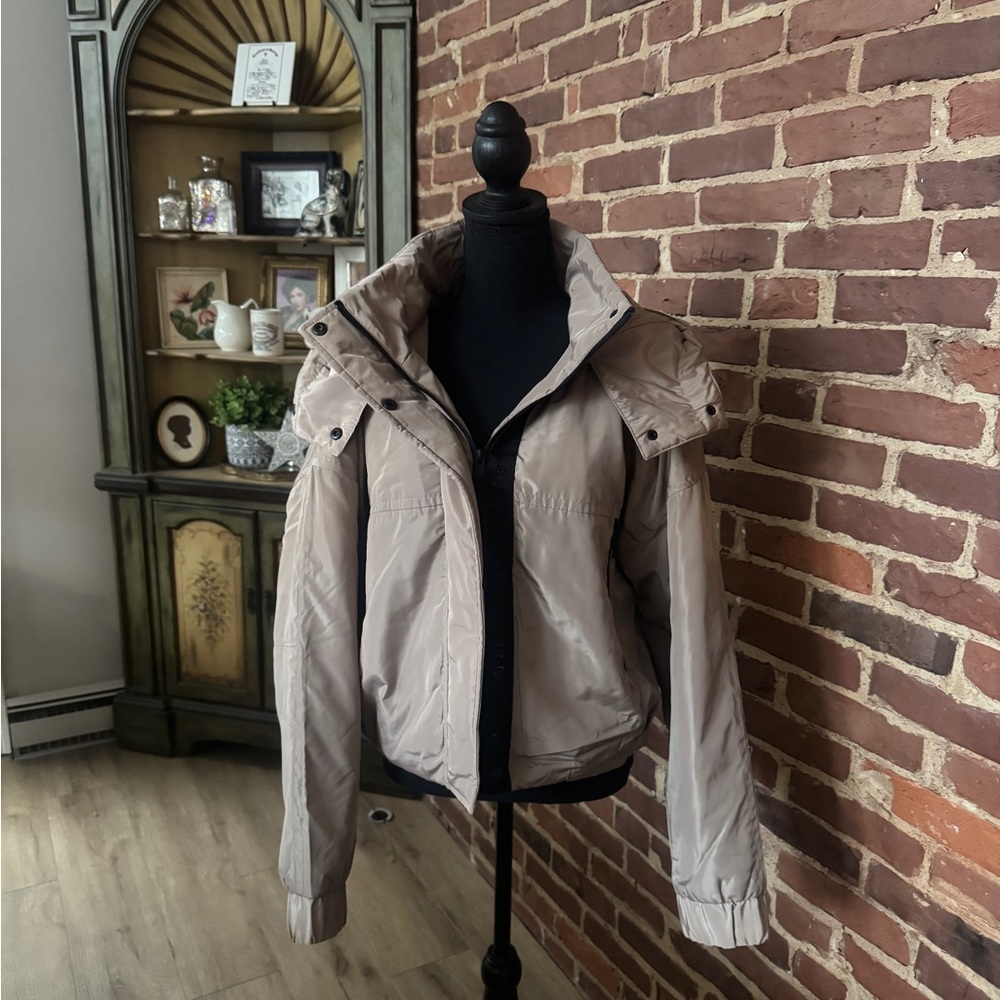 BCBG Tan Hooded Puffer Jacket